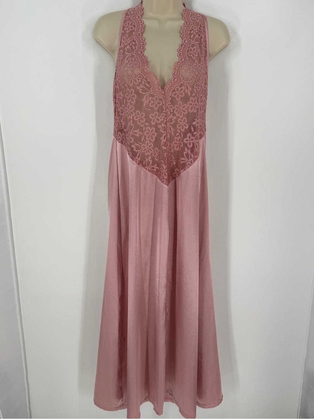 Lace Satin Maxi Slip Dress/Nightgown XL Romantic Boho Fairy Ethereal Feminine